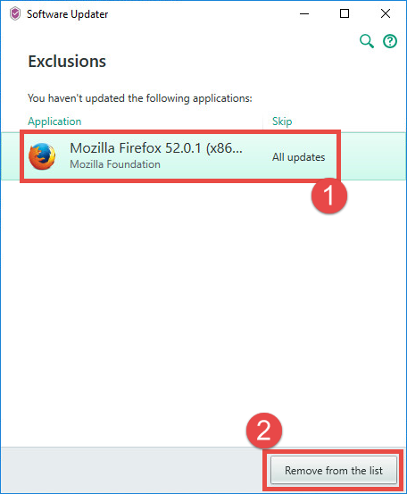 Image: the Exclusions window of Kaspersky Security Cloud