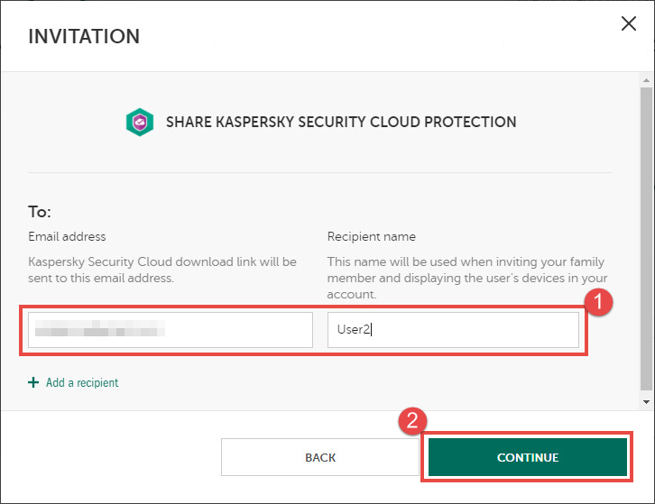 Image: the invitation to Kaspersky Security Cloud in My Kaspersky
