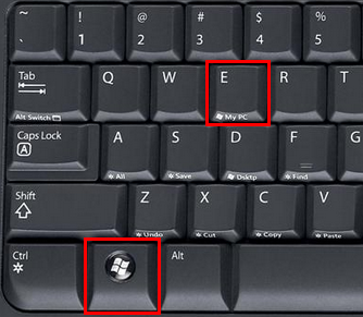 Image: Win + E keys on the keyboard
