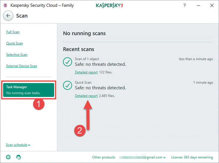 Image: viewing a scan report in Kaspersky Security Cloud