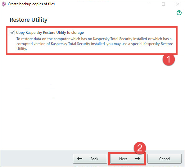Image: copying the Restore Utility