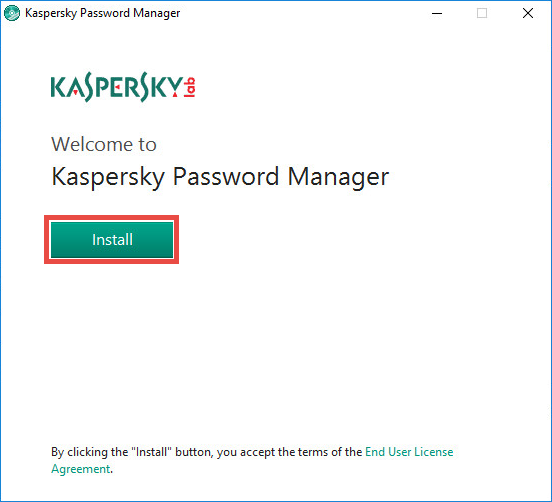 Image: the installation wizard of Kaspersky Password Manager