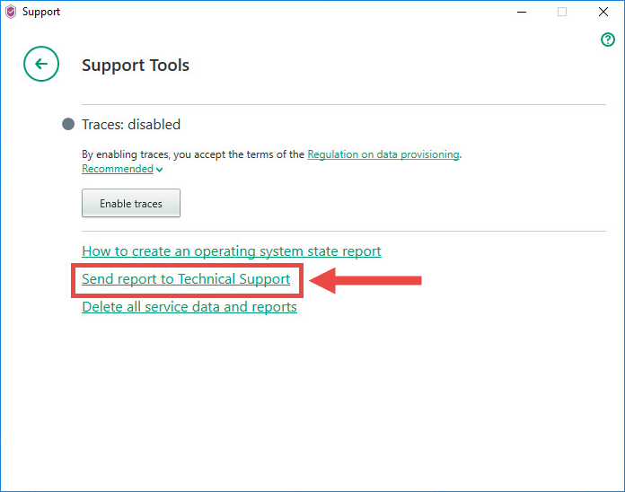 Image: Support tools in Kaspersky Security Cloud