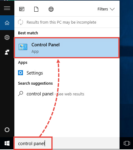 Opening Control Panel.