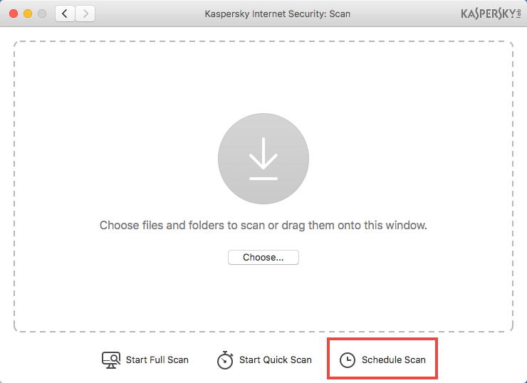 Image: the Scan window of Kaspersky Internet Security 18 for Mac