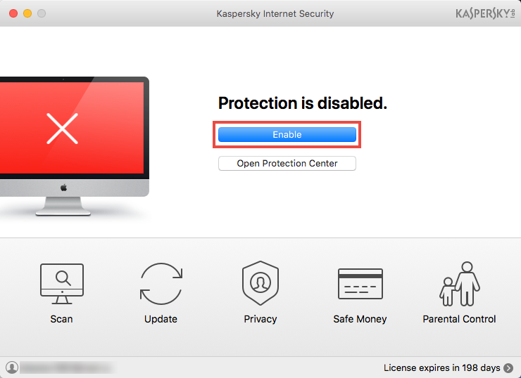Kaspersky Internet Security for Mac main window