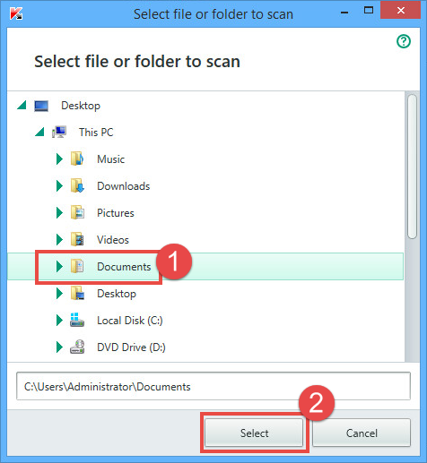 Image: select the file to scan