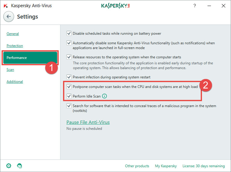 Image: How to enable Idle Scan in Kaspersky Anti-Virus 2018