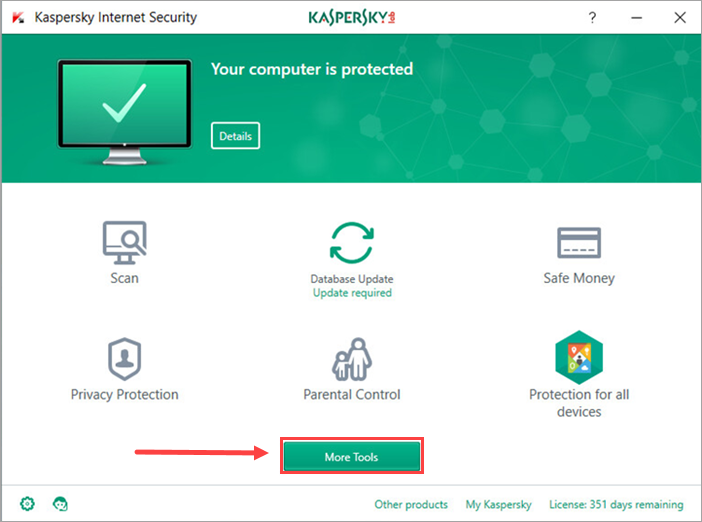 Image: Kaspersky Internet Security window 