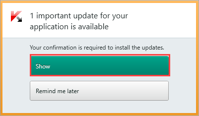 Image: the notification window of Kaspersky Total Security