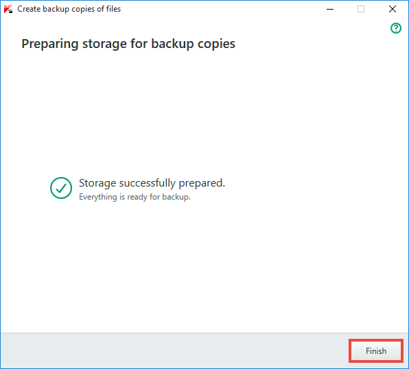 Image: Preparing storage for backup copies window