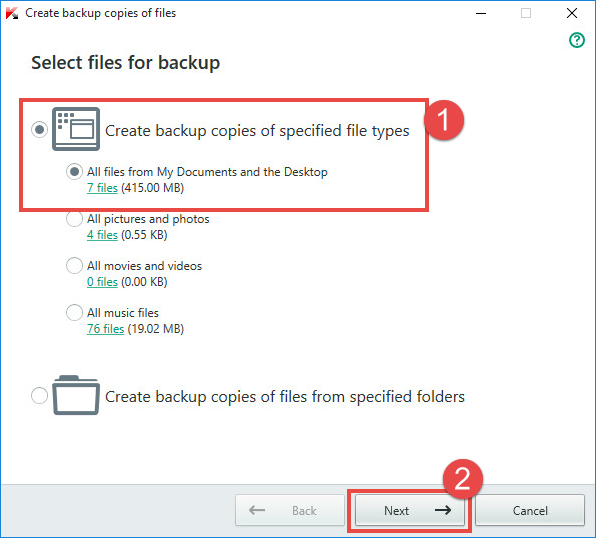 Image: selecting file types