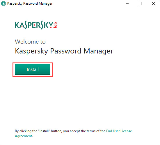 Image: Kaspersky Password Manager installation window