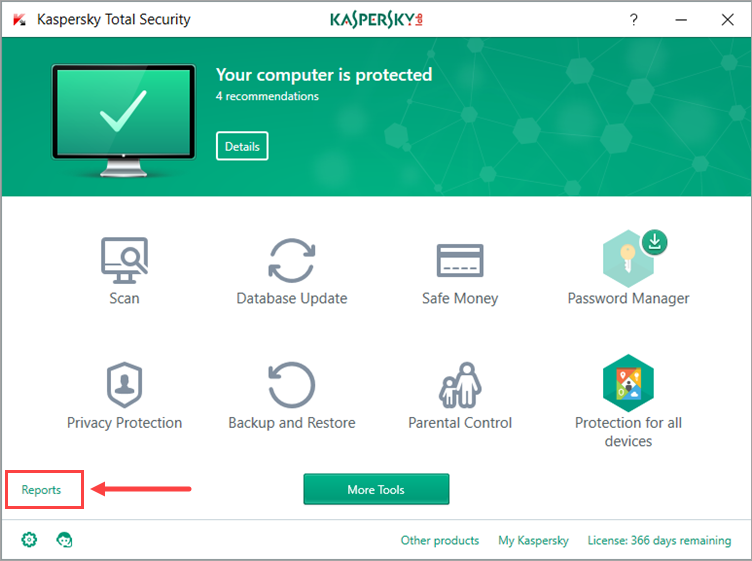 Image: Kaspersky Total Security window