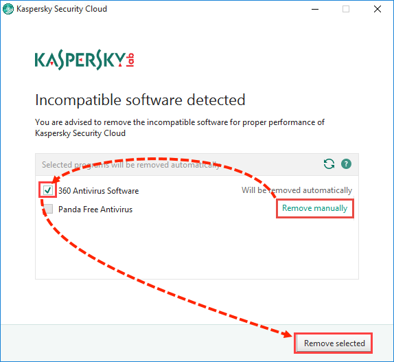 Removing incompatible applications in Kaspersky Security Cloud