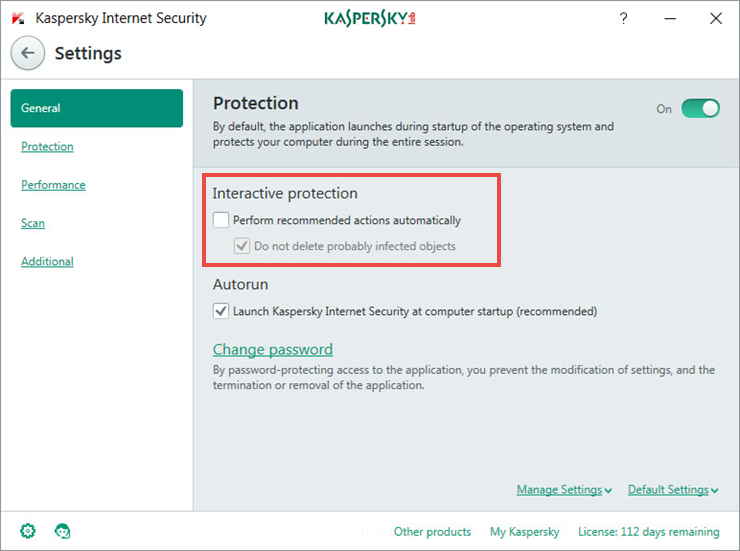 How to disable the automatic protection mode in Kaspersky Internet Security 2018