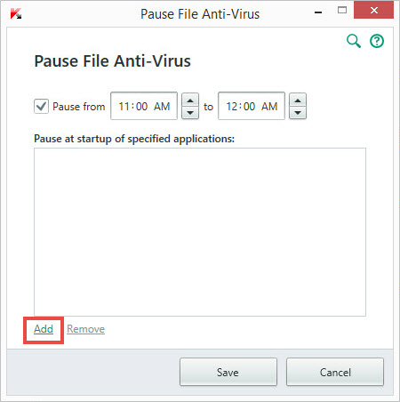 Image: Pause File Anti-Virus window of Kaspersky Total Security 2018