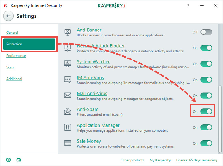 Enabling Anti-Spam in Kaspersky Internet Security 2018