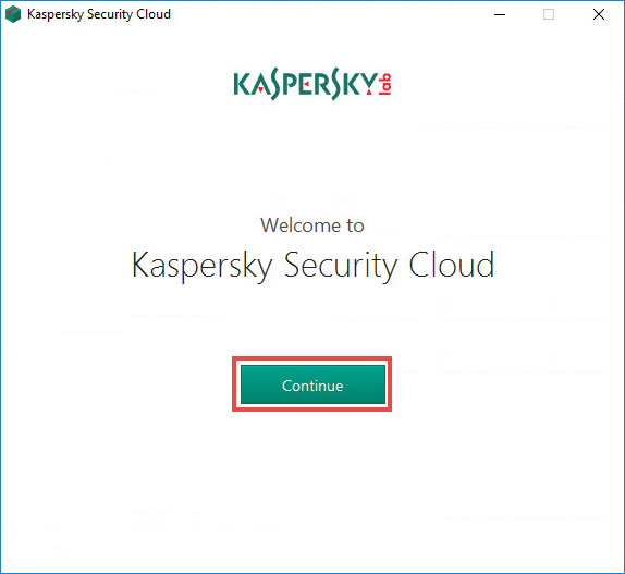 The welcome window of Kaspersky Security Cloud