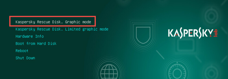 Selecting Graphic Mode in Kaspersky Rescue Disk 2018