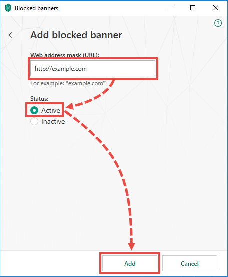 Blocking a banner with Kaspersky Internet Security 19