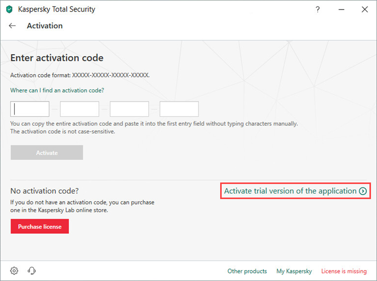 Applying the trial license to Kaspersky Total Security 19