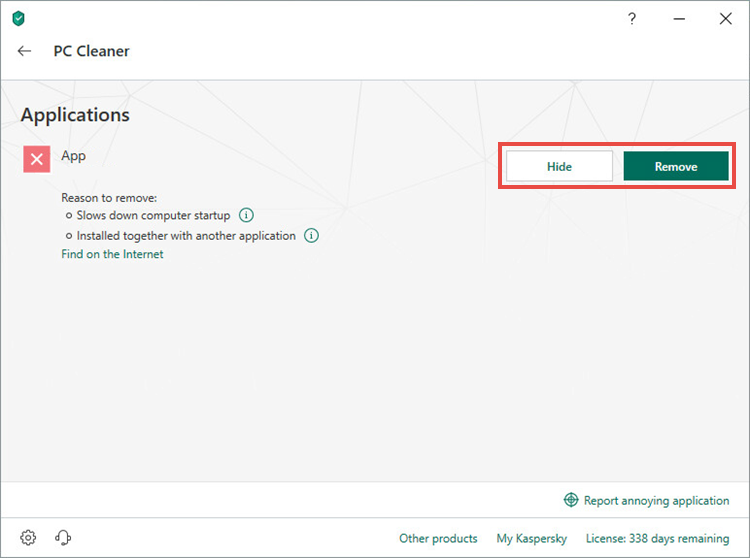 Cleaning up the PC using Kaspersky Security Cloud 19