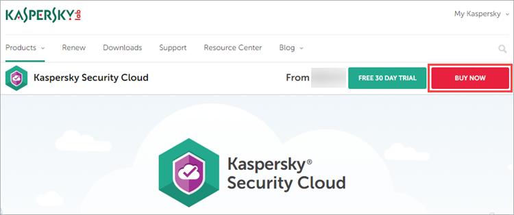 Opening the Kaspersky Security Cloud - Personal or Family page on the offical Kaspersky Lab website