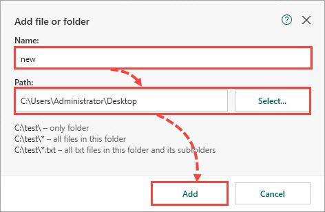 Adding a file or folder to a resource in Kaspersky Security Cloud 19