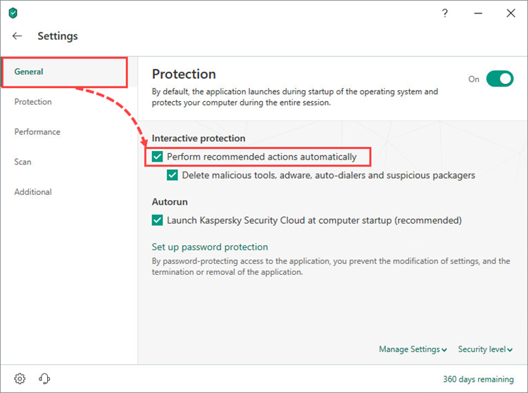 Configuring automatic and interactive protection modes in Kaspersky Security Cloud 19