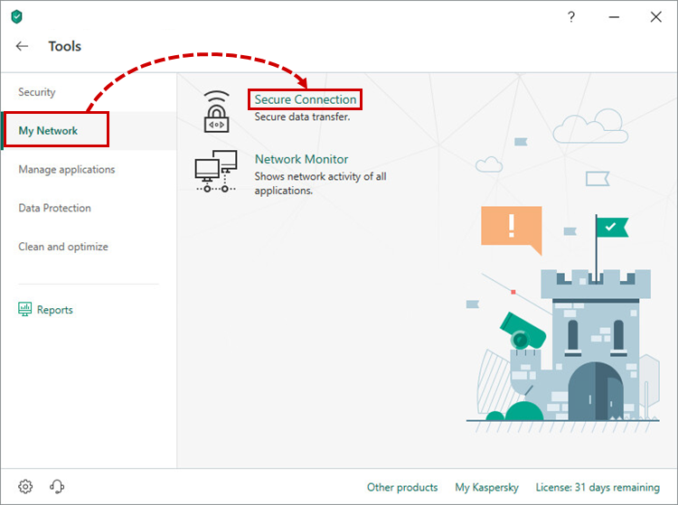 Opening Secure Connection in Kaspersky Total Security 19