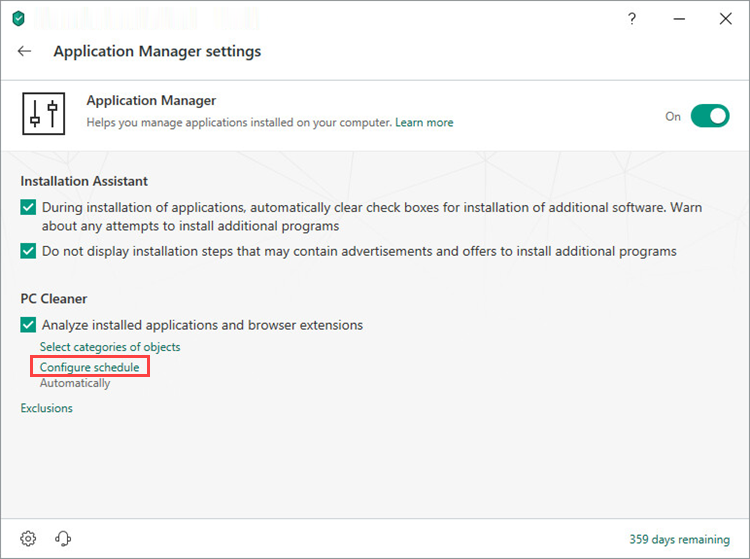 Configuring a schedule for analyzing objects in Kaspersky Security Cloud 19