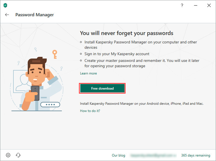 Downloading Kaspersky Password Manager from within Kaspersky Total Security 19