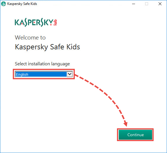 The installation wizard of Kaspersky Safe Kids