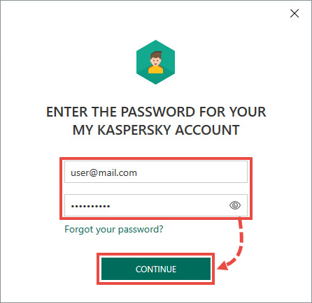 Signing in with My Kaspersky account