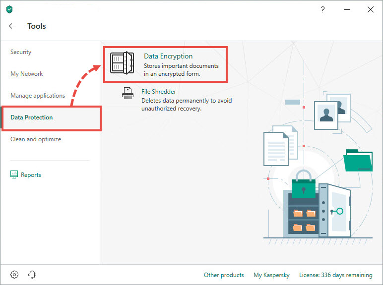 Opening Data Encryption in Kaspersky Total Security 19