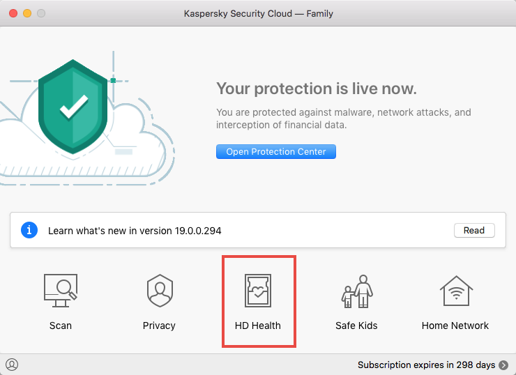 The HD Health feature in Kaspersky Security Cloud for Mac