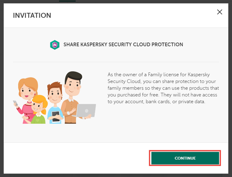 Sharing the Kaspersky Security Cloud 19 subscription