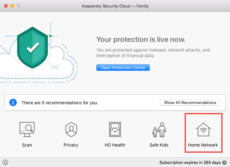 List of devices connected to your wireless network in Kaspersky Security Cloud 19 for Mac