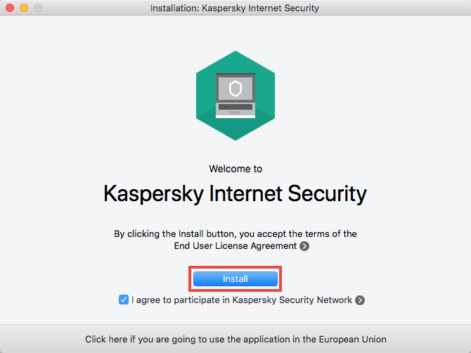Installation of Kaspersky Internet Security 19 for Mac