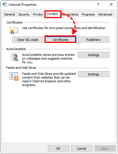 Opening the certificate system storage.