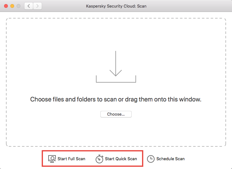 Starting a scan in Kaspersky Security Cloud for Mac