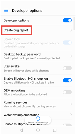 Generating a bug report in Android