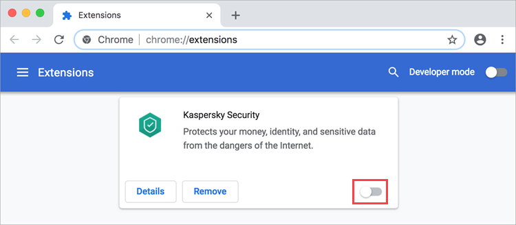Disabling Kaspersky Security 19 in Google Chrome