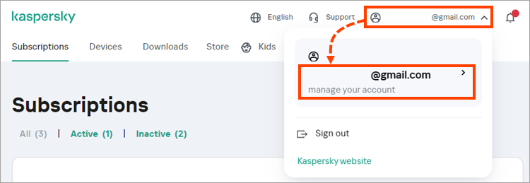 Account settings in My Kaspersky.