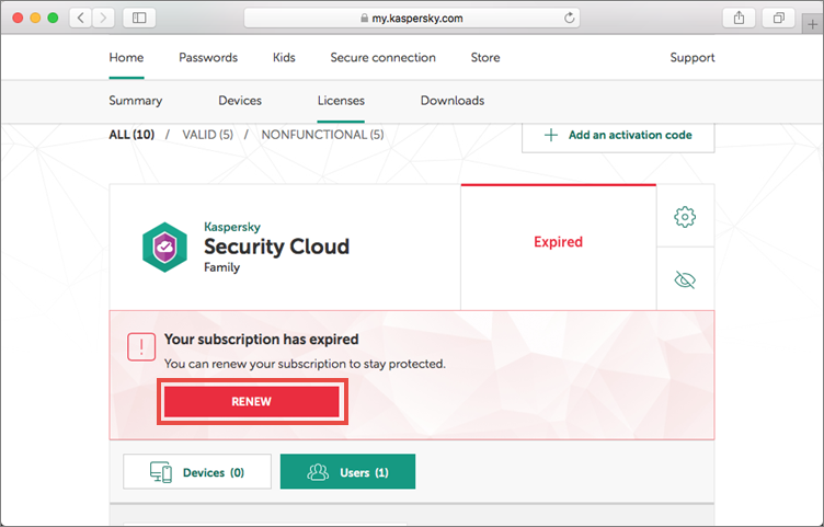 Renewing the license for Kaspersky Security Cloud