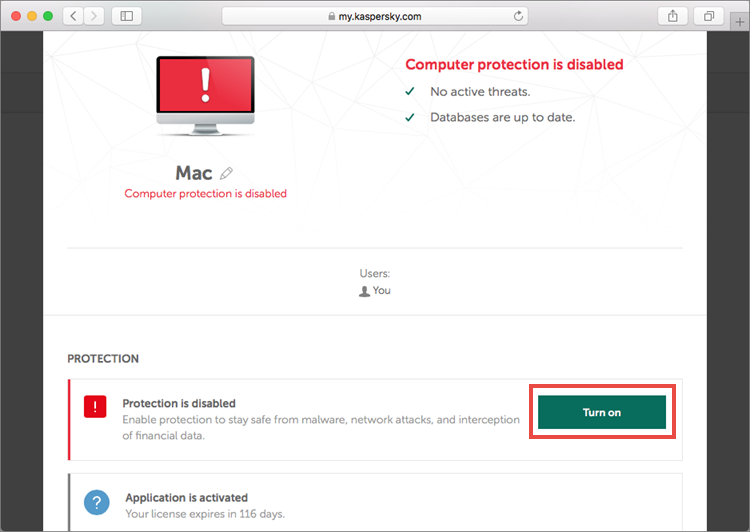 Device management section in My Kaspersky