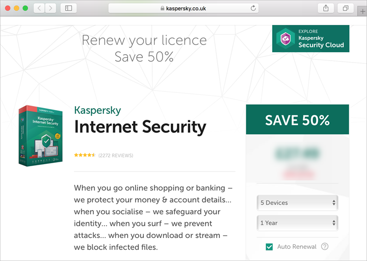 Renewal & Upgrade Center for Kaspersky Lab products