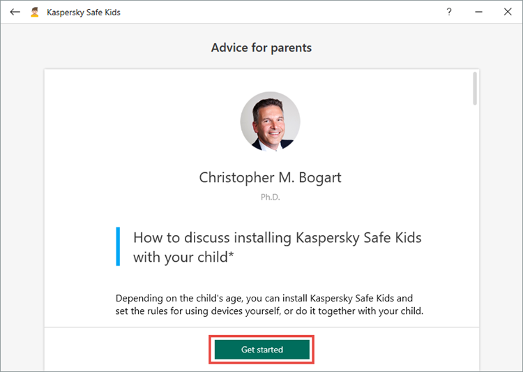Setting up Kaspersky Safe Kids