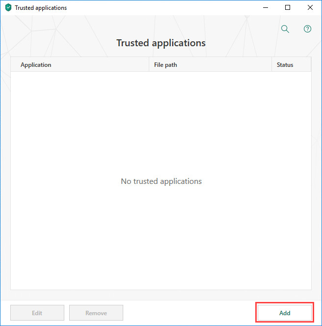 Opening the list of trusted applications in Kaspersky Security Cloud 19